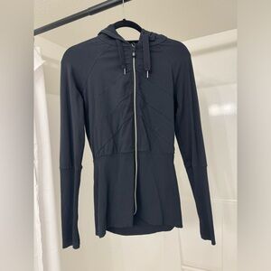 Lululemon Black Zip-Up Hoodie unique size 6 silver zipper